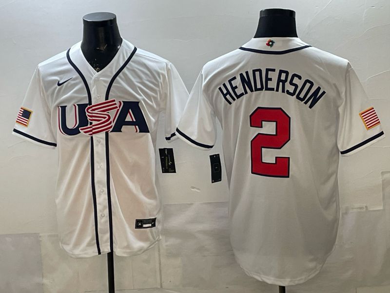 Men 2026 World Cub USA #2 Henderson White Game Nike MLB Jersey style 001->->MLB Jersey